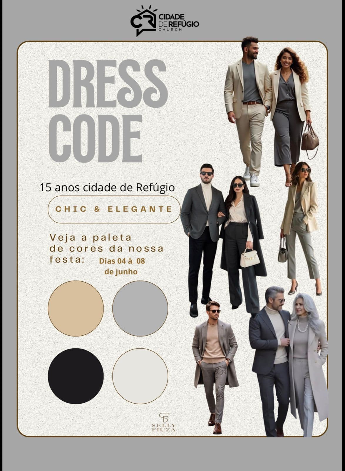 Referência visual do dress code chic & elegante para os 15 anos da CR Church