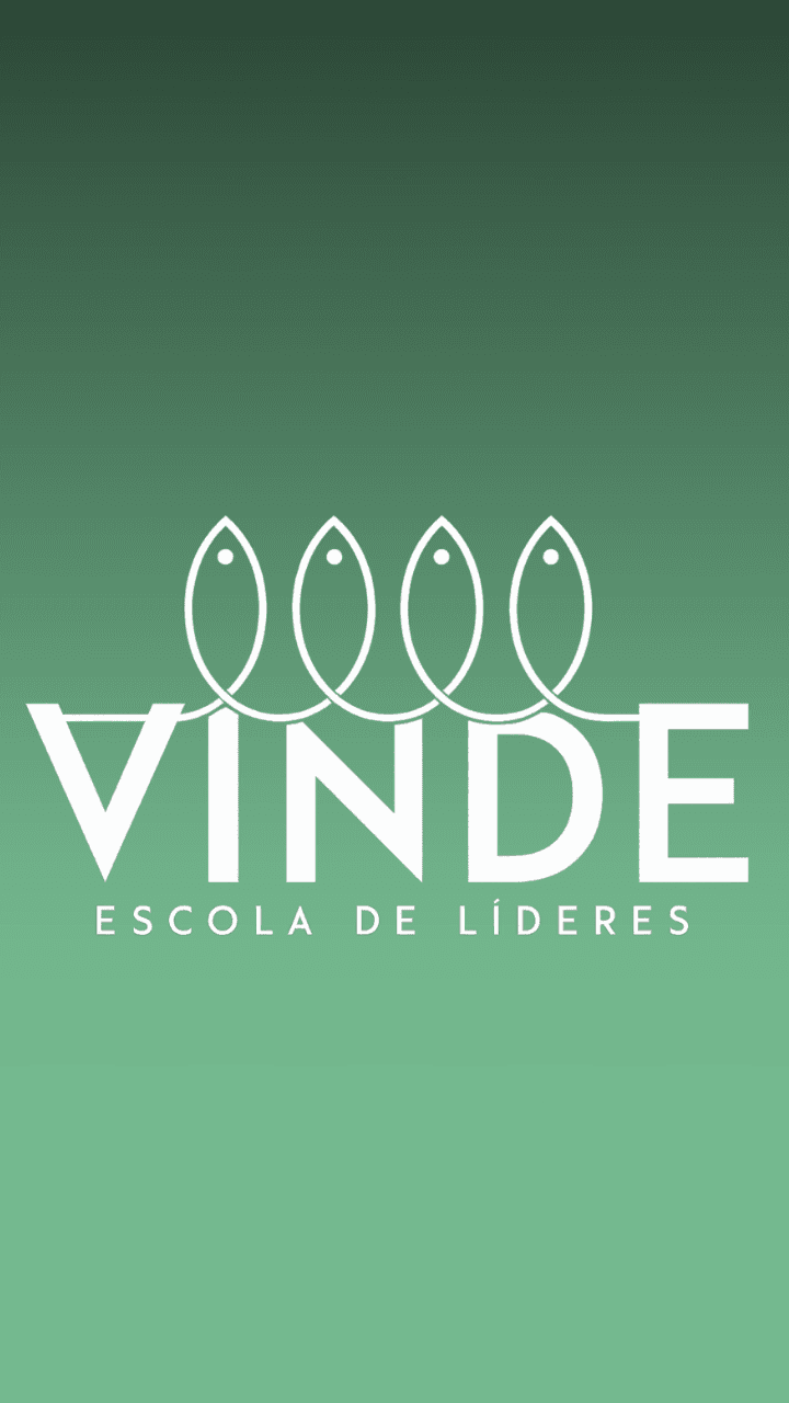 Capa do curso Vinde — Escola de Líderes: quatro peixes estilizados sobre fundo verde